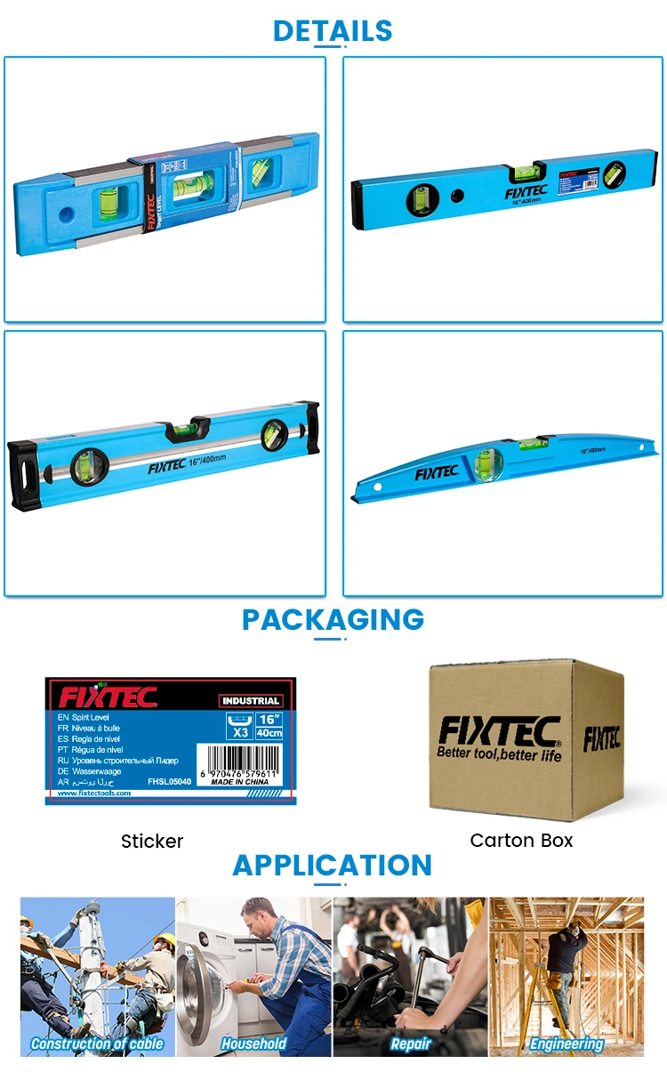 Fixtec Heavy Duty Aluminum Frame 1.8mm Thickness 16′′/24′′/32′′/40′′ Digital Spirit Level with 3 Bubbles