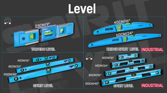 Fixtec Marco de aluminio resistente 1,8 mm de espesor 16''/24''/32''/40'' Nivel de burbuja digital con 3 burbujas